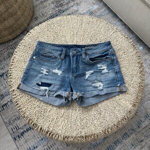 Preowned Blank NYC Tomboy Shorts Distressed Cuffed Jean Shorts, Size 25